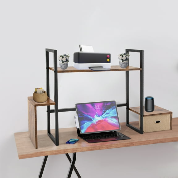 Computer Desktop Bookshelf Countertop Storage Organizer Display Shelf Desk Rack Office