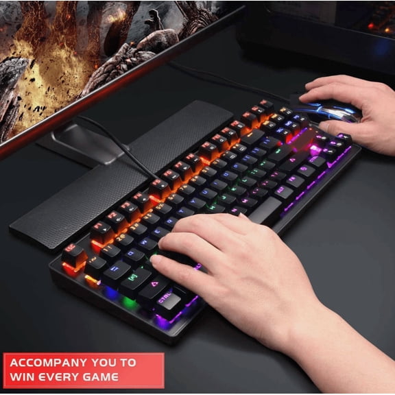 Computer Desktop Gaming Keyboard and Mouse Mechanical Feel Led Light Backlit