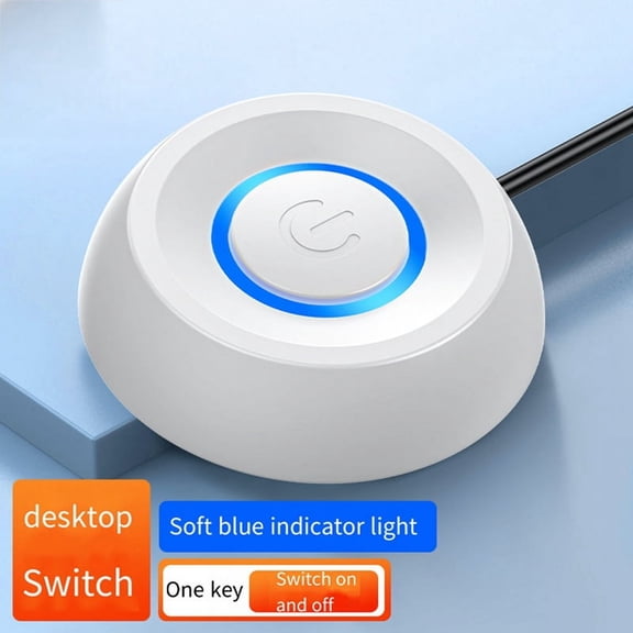 Computer Desktop Switch PC Motherboard External Start LED Light Power ON/ Round Button 2M Extension Cable White