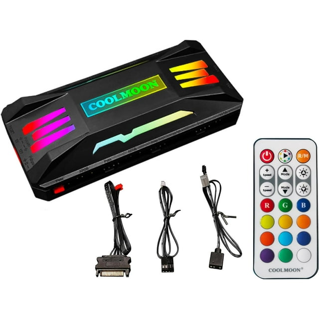 Computer Fan Temperature ARGB Controller Integrator, Remote Control Computer ARGB Light Change