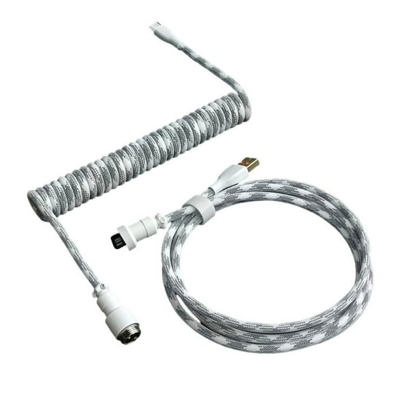 Computer Game Keyboard Cable, Coiled Aviator Cable for Mechanical Keyboard, Type-C to USB-A Removable Aviation Plug