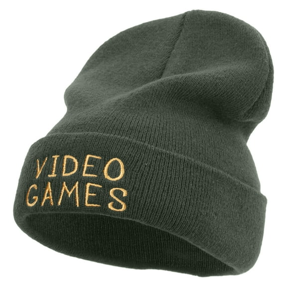 Computer Game Logo Embroidered Big Size Acrylic Long Beanie - Grey XL-3XL