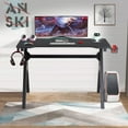 thumbnail image 1 of FDW Gaming Desk Modern Ergonomic Racing Style Desk Workstation Carbon Fiber with Headphone Hook, Blue, 1 of 7