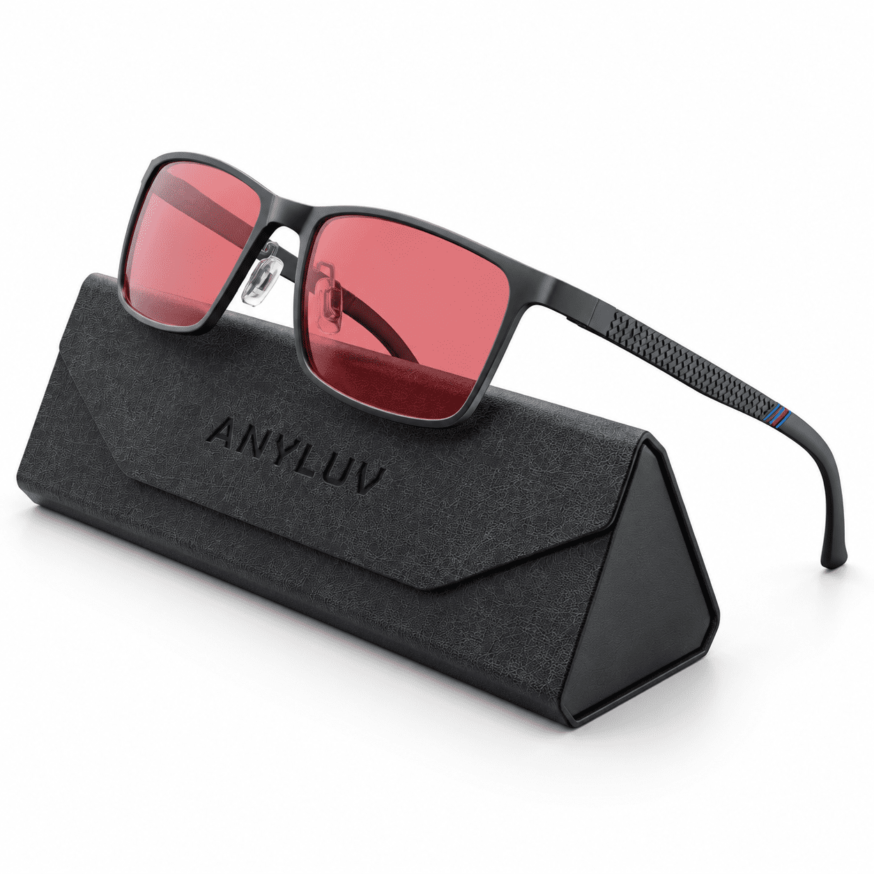 Computer Gaming Glasses, Black/Fl-41 Rose, Al-Mg Metal Frame ...