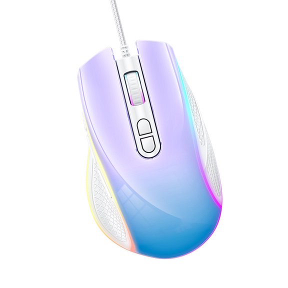 Computer Gaming USB Connection, 8 Programmable Buttons, 6 DPI Settings to 7200, Color Lighting, Side Grip Texture, Desk Station