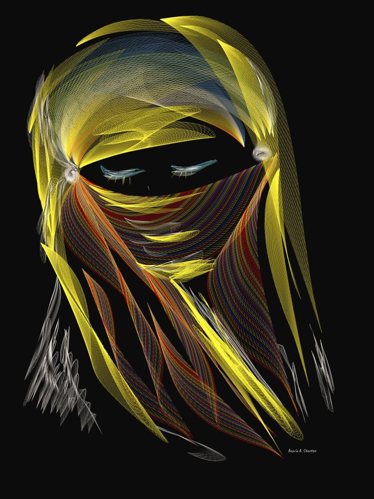 Computer Generated Image Of A Womans Eyes Peering From A Headscarf Canvas Art - Angela A Stanton Design Pics (13 x 17)