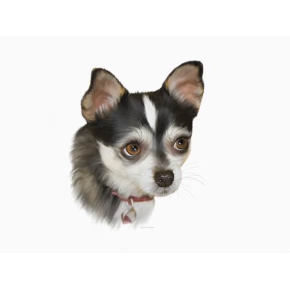 Computer Generated Portrait Of A Dog Canvas Art - Angela A Stanton Design Pics (36 x 26)