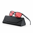 Man With Glasses Using Computer Computer Glasses for Men, Metal Frame, Black/Fl-41 Rose, Square Design ...
