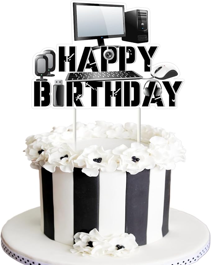 Computer Pen Topper Computer Happy Birthday Cake Topper, Computer Party Cake Decorations ...