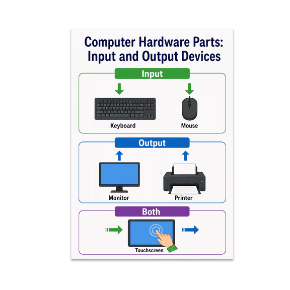 Computer Hardware Parts Educational Reference - Tech Classroom - 13x19 Poster Print