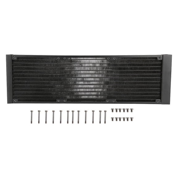 Computer Heat Exchanger, 12 Tubes Cooler Pipe Water Cooling Radiator Aluminium G1/4 Thread Separator Tubing Watercooling CPU PC Sink Liquid Triple Fan Mounts Hardware Labs Kit Cool System 360mm