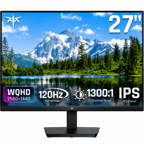 KTC Computer IPS Monitor 27 Inch, Flat 2K QHD, Up to 120Hz Monitor, CSOT IPS Panel, 123% sRGB, HDMI 2.0 x 2 & DP 1.4 x1, Adaptive Sync, Eye-Friendly Screen