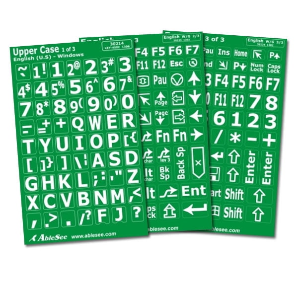 Computer Keyboard Labels - White Characters on Green Background ...