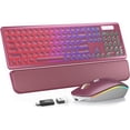 thumbnail image 1 of Wireless Keyboard and Mouse Combo, Rechargeable RGB Backlit with Light Up Letters, for Mac, Windows, PC & Laptop, Berry Red, 1 of 8