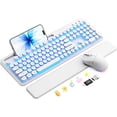 thumbnail image 1 of Wireless Keyboard and Mouse Combo, Backlit Typewriter Keyboard with Round Keys, Magnetic Wrist Rest & Phone Holder, Rechargeable 2.4GHz Set for Mac, Windows, PC – Cloud White, 1 of 9