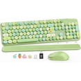 thumbnail image 1 of Wireless Keyboard and Mouse Combo Latte, Retro Round Keycaps, Full Size with Detachable Wrist Rest, 2.4G for PC Mac Windows, 1 of 9