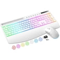 thumbnail image 1 of Wireless Keyboard and Mouse Combo, Rechargeable 4000mAh, RGB Backlit, Full Size Keyboard with Wrist Rest & Phone Holder, Quiet 2.4GHz Wireless, USB-A/C for Windows – Black, 1 of 9