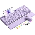 thumbnail image 1 of Wireless Keyboard and Mouse Combo, Backlit Typewriter Keyboard with Round Keys, Magnetic Wrist Rest & Phone Holder, Rechargeable 2.4GHz Set for Mac, Windows, PC – Soft Lilac, 1 of 9
