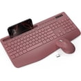 thumbnail image 1 of Wireless Keyboard and Mouse Combo, Full-Size Ergonomic Set with Wrist Rest & Phone Holder, 2.4G Wireless Plug & Play for PC, Laptop, Home & Office Use Claret, 1 of 9