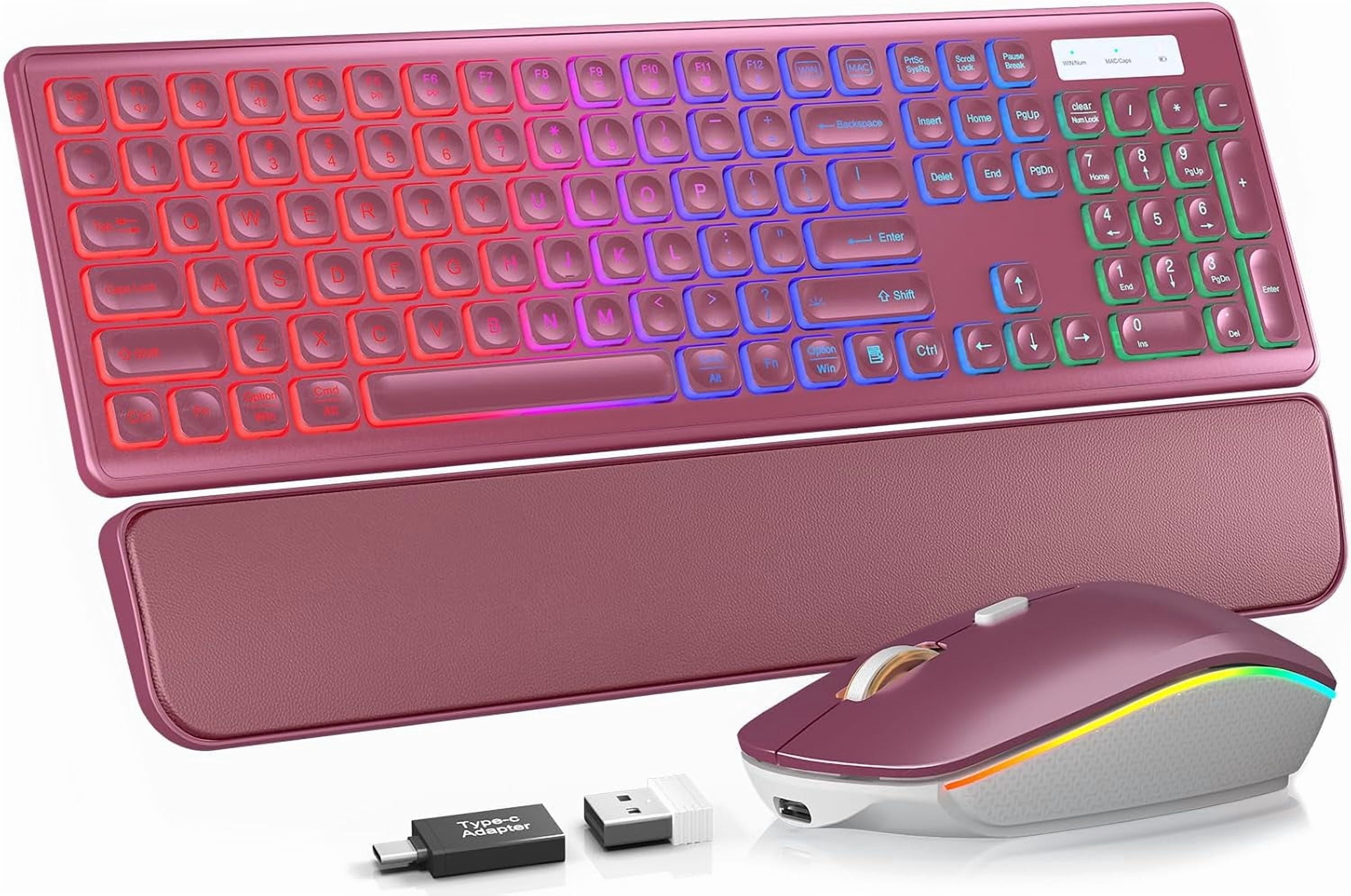 Wagpak, Wireless Keyboard and Mouse Combo, Rose Gold, RGB Backlit