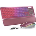 thumbnail image 1 of Wireless Keyboard and Mouse Combo, Rechargeable RGB Backlit with Light Up Letters, for Mac, Windows, PC & Laptop, Berry Red, 1 of 8