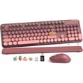 thumbnail image 1 of Wireless Keyboard and Mouse Combo Latte, Retro Round Keycaps, Full Size with Detachable Wrist Rest, 2.4G for PC Mac Windows, 1 of 8