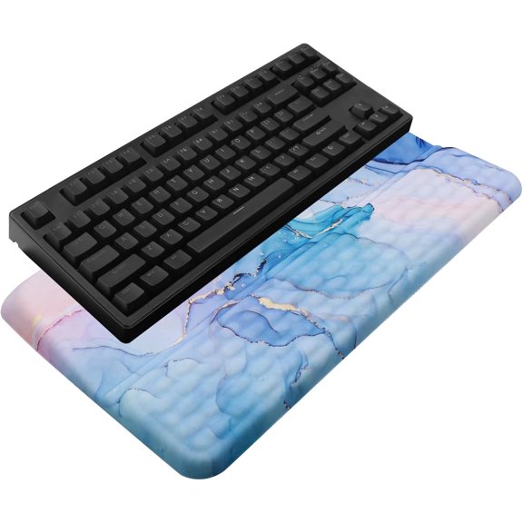 Computer Keyboard Stand with Wrist Rest, Ergonomic Tilted Keyboard Holder - Keyboard Riser with Wrist Pad - Keyboard Tray Support for Office Home - Aqua Marble