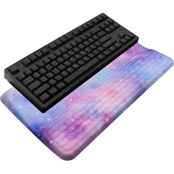 Computer Keyboard Stand with Wrist Rest, Ergonomic Tilted Keyboard Holder - Keyboard Riser with Wrist Pad - Keyboard Tray Support for Office Home -Colorful Stars