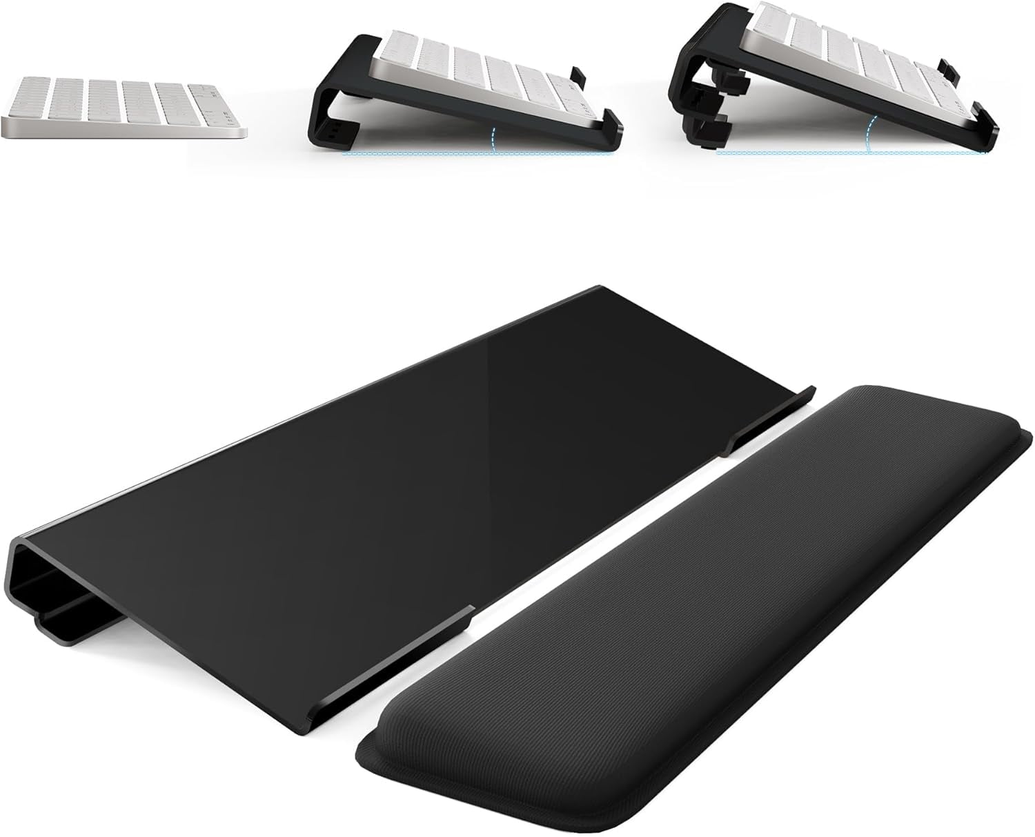 Computer Keyboard Stand for Desktop, 2-Level Height Adjustment Keyboard Wrist Rest, Non-Slip Key Board Riser Pad for Office, Gaming, and Home Desks
