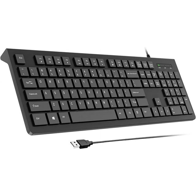 Computer Keyboard Wired, Plug Play USB , LLarge Number Pad, Caps