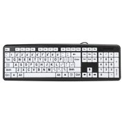 Computer Keyboard Wired USB Keyboard Low Vision Keyboard USB Wired Old People Keyboard with White Large Print Keys Standard 104 Keys for Old People Low Vision Individuals Black