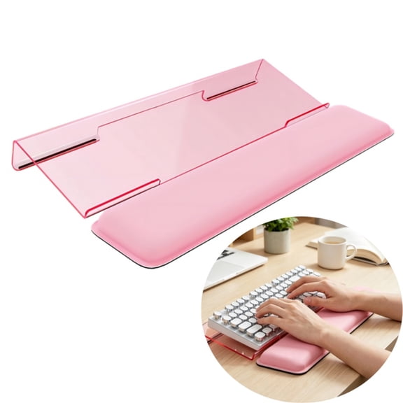 Computer Keyboard Wrist Rest Stand for Desktop, Keyboard Holder for Easy Typing with Wrist Pad for Office Desk, Home, School (Pink)