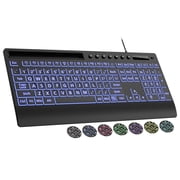 Large Print Wired Backlit Keyboard with Wrist Rest, Phone Holder, Backlight Memory, Quiet Keys, Ergonomic Keyboard for PC Laptop