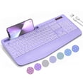 thumbnail image 1 of Wagpak Wireless Keyboard 7 Color Backlit Wrist Rest Rechargeable 112 Keys Quiet Keyboard-Purple, 1 of 7