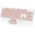 thumbnail image 1 of Wagpak Wireless Keyboard and Mouse, Silent 2.4GHz Cordless Combo for PC Desktops Computer (Pink and White), 1 of 7