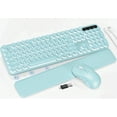 thumbnail image 1 of Wagpak Wireless Keyboard and Mouse Backlit - Retro Round Keycaps, Detachable Wrist Rest, Mint Green, New, 1 Count, 1 of 7