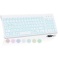 thumbnail image 1 of Slim Rechargeable Wireless Keyboard (White) – Quiet Backlit Keys for Home/Office/Travel (Works with Windows, Mac, PC), 1 of 7