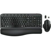 Ergonomic Wireless Keyboard and Mouse Combo, Leather Cushioned Palm Rest, Wave Keys, Silent Typing, 2.4G Lag-Free-Wagpak