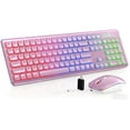 thumbnail image 1 of Wagpak Wireless Keyboard and Mouse Combo RGB Backlit Rechargeable 2.4GHz Quiet 108 Keys Keyboard-Rose Gold, 1 of 6
