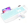 thumbnail image 1 of Wagpak Wireless Keyboard and Mouse Combo with 7 Color Backlit Palm Rest Phone Holder for PC, Laptop Black, 1 of 9