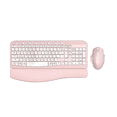 thumbnail image 1 of Ergonomic Wireless Keyboard and Mouse Combo, Leather Cushioned Palm Rest, Wave Keys, Silent Typing, 2.4G Lag-Free-Wagpak-Pink, 1 of 9