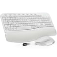 thumbnail image 1 of Ergonomic Wireless Keyboard and Mouse Combo, Leather Cushioned Palm Rest, Wave Keys, Silent Typing, 2.4G Lag-Free-Wagpak-White, 1 of 8