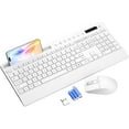 thumbnail image 1 of Wireless Keyboard and Mouse Combo with Full-Size Quiet, Palm Rest, Phone Holder, Multimedia Keys, Batteries Included, Compatible with Windows, PC, Laptop - White, 1 of 5
