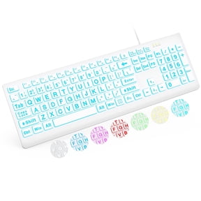 Wagpak Large Print Backlit Keyboard - Wired USB Lighted Computer Keyboard for Laptops,White