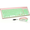 thumbnail image 1 of Wireless Keyboard and Mouse Combo - Quiet Backlit Keyboard with RGB Mouse, Rechargeable, Slim, Sleep Mode for Windows, Mac, Laptop - Rose Gold-Wagpak, 1 of 6