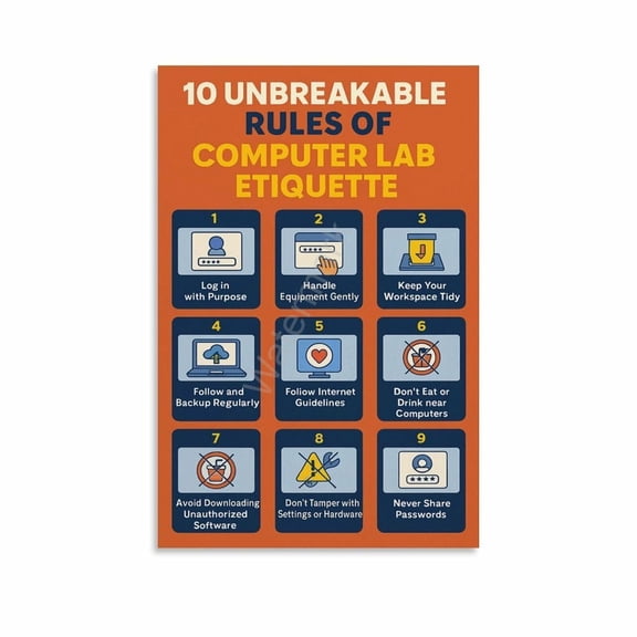 Computer Lab Rules Classroom Education Poster (7) Canvas Painting Posters And Prints Wall Art for Living Room Bedroom Decor