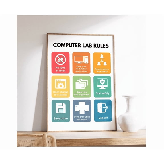 Computer Lab Rules Poster Classroom Rules Educational Wall Art For Students And Teachers Regulations And Safety ChWall Art Modern Wall Decor