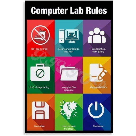 Computer Lab Rules Poster Computer Classroom Rules Classroom Tech Wall Decor, Educational