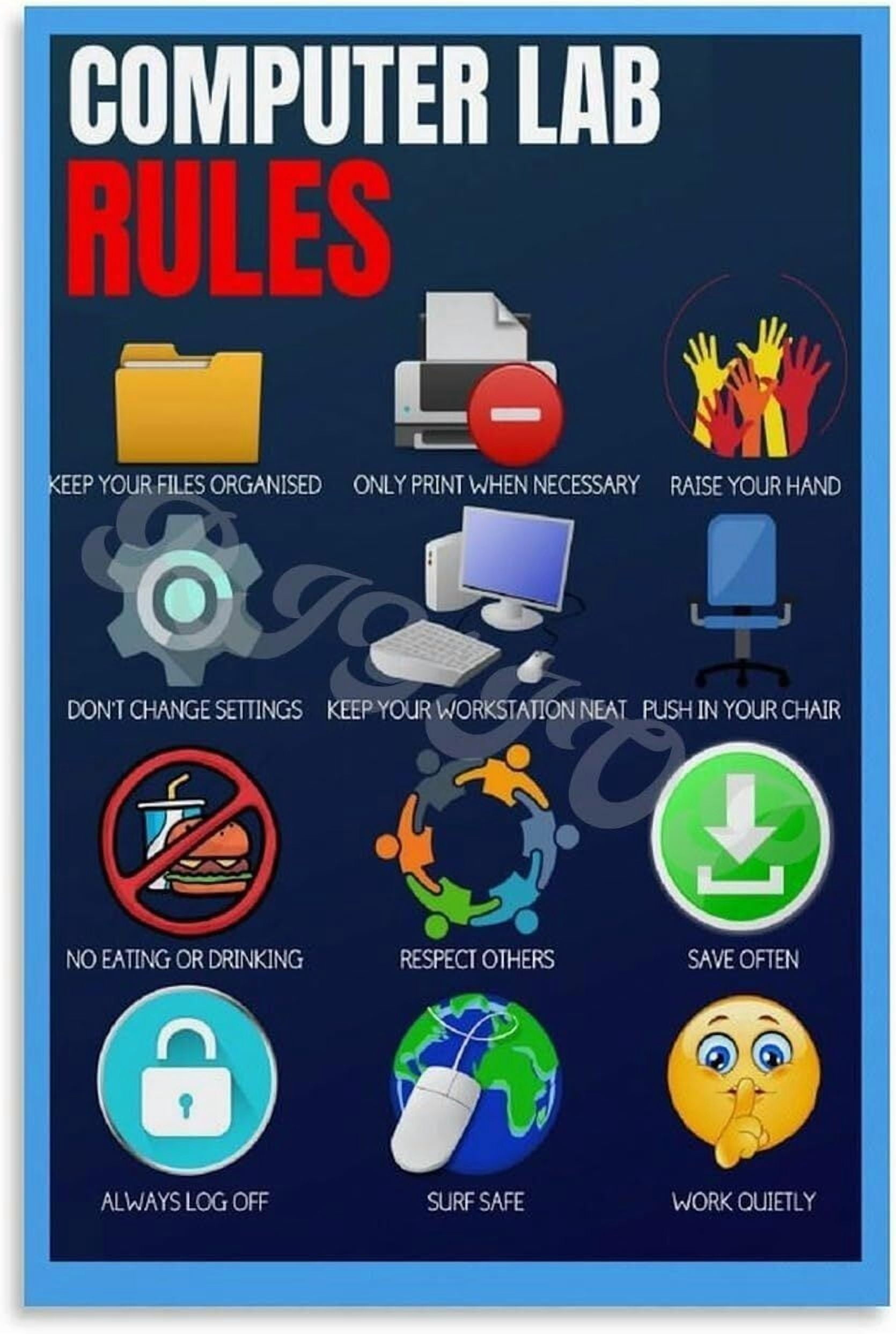 Computer Lab Rules Poster Computer Classroom Rules Wall Art for ...