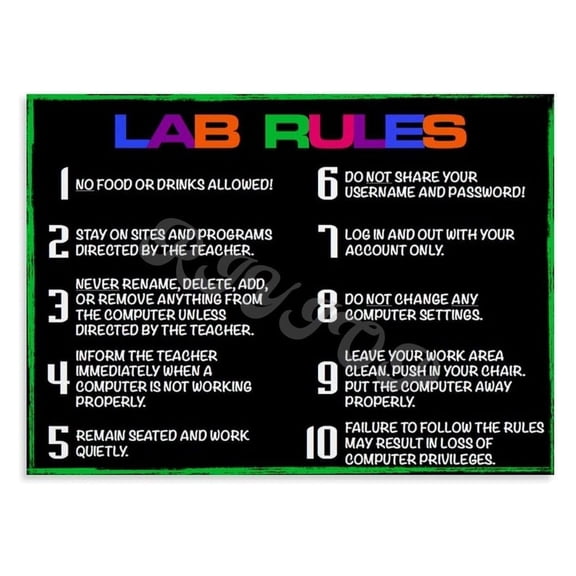 Computer Lab Rules Poster Computer Classroom Rules Wall Art for Classroom Poster Display Learning Corner Library Decor